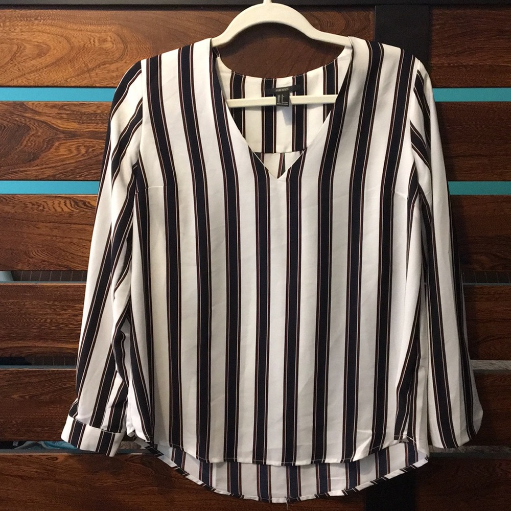 Vertical striped long sleeve shirt
